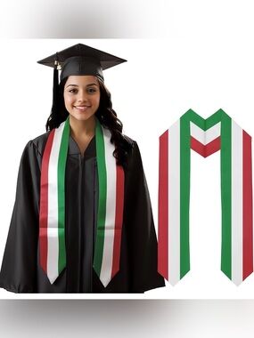 Italy Flag Graduation Stole Sash for Study Aboard International Students